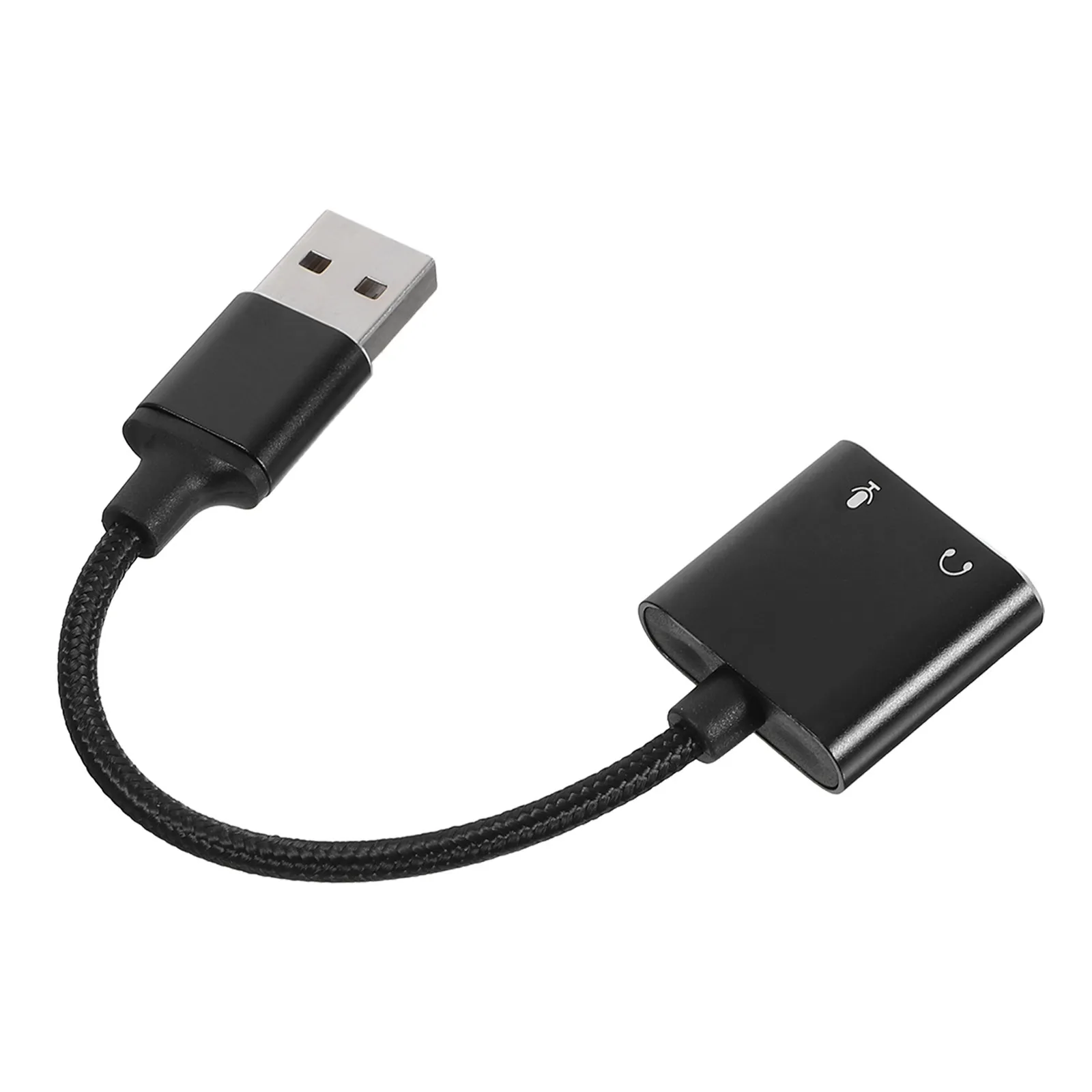 USB Audio Interface External Sound Card Adapter with Headphone Mic Jack Splitter for Pc Laptop Tablet Plug and Play Stereo Audio