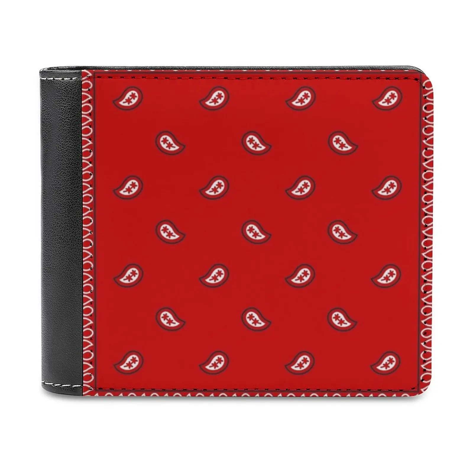 

Бандана, красный кожаный кошелек, мужской классический черный кошелек, держатель для кредитных карт, модный мужской кошелек Redbanadana Countrywestern Bandana