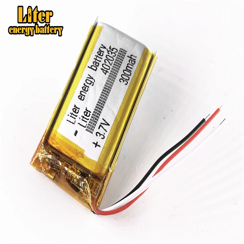 3 line Good Qulity 3.7V,300mAH,402035 Polymer lithium ion / Li-ion battery for TOY,POWER BANK,GPS,mp3,mp4