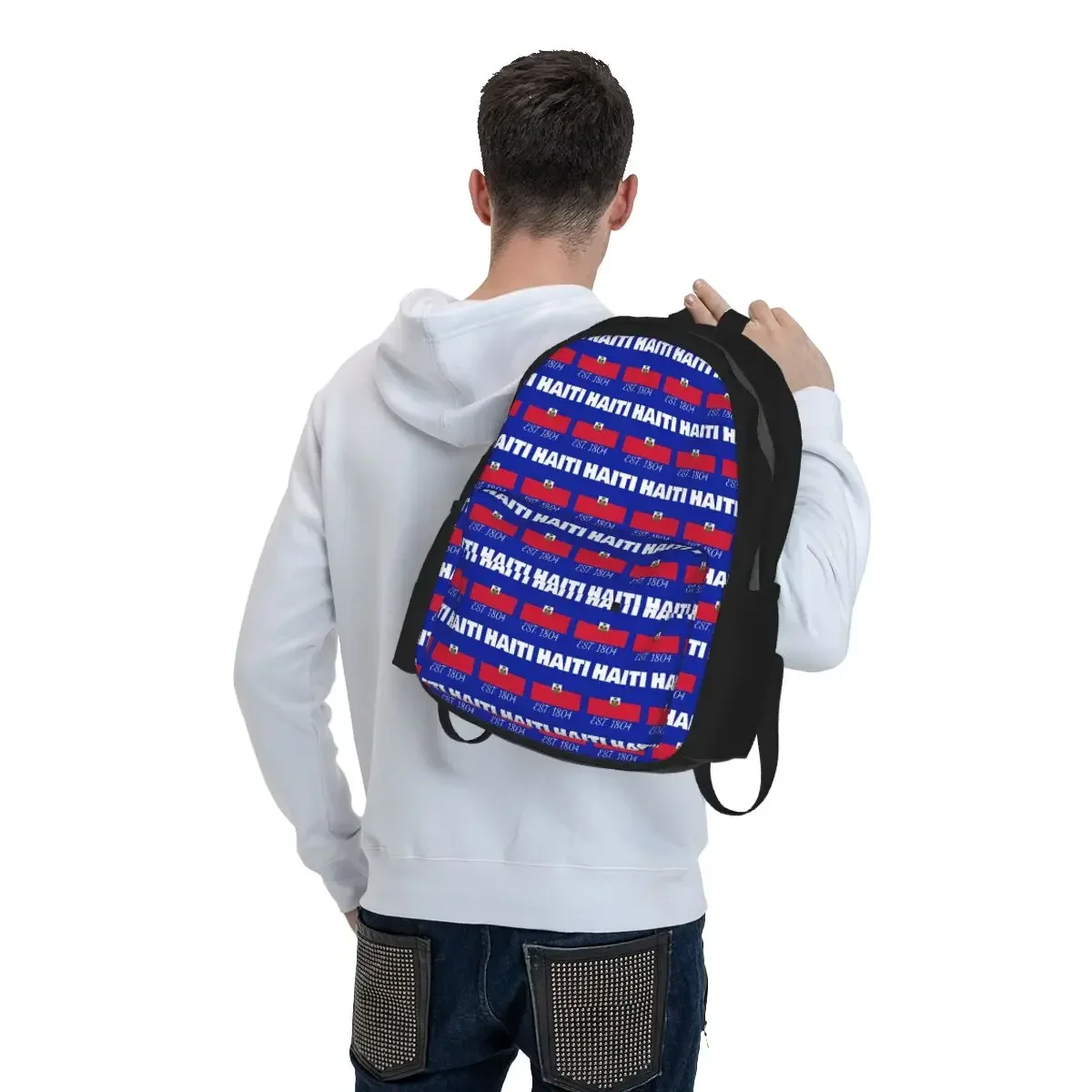 Haiti EST. 1804 Independence Haitian Flag Backpack Boys Girls BookBag Children School Bag Computer Shoulder Bags for Men Women