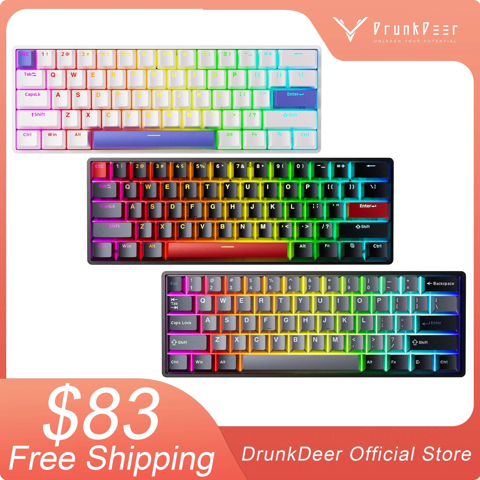 

DrunkDeer G60 Rapid Trigger Gaming Keyboard, Mechanical Keyboards, Hyper Fast Magnetic Switch Keyboard, RGB 60% Compact 61 Keys