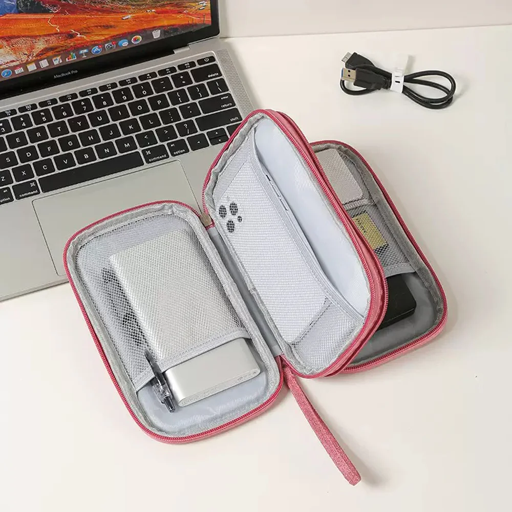 Double Layer Travel Digital Organizer Lightweight Storage Pouch for Power Bank Charging Cable Headphone USB Flash Drive