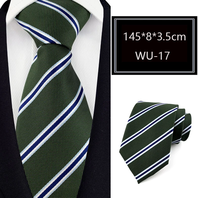 Luxury 8CM Mens Necktie Stripes Plaid Necktie Tie For Man Groom Jacquard Woven Neck Tie For Business Wedding Party