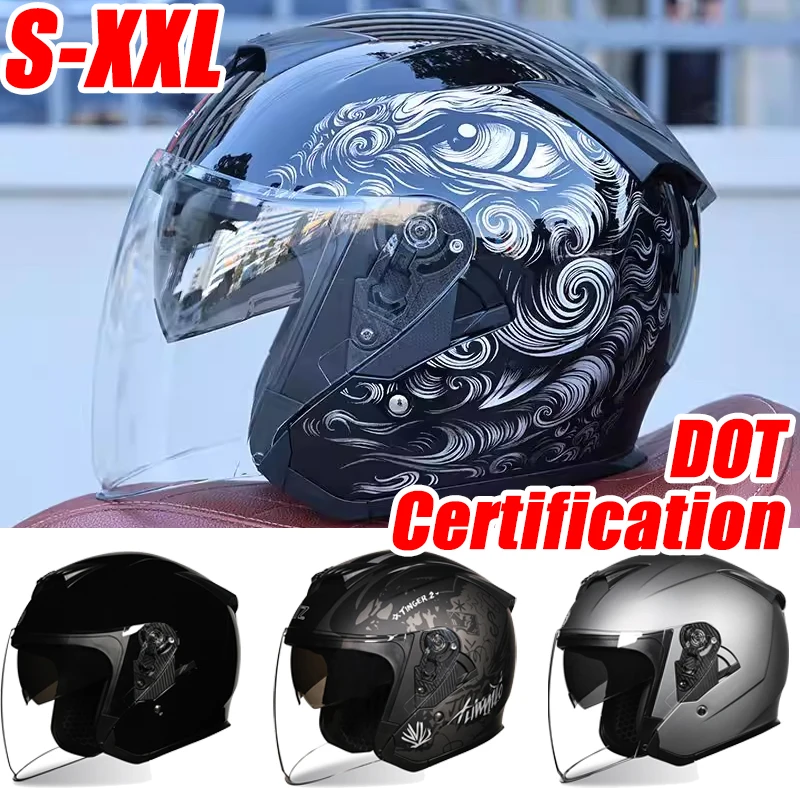 

Мотошлем Orz 3/4 с двойным визором, тонированным солнцезащитным экраном, для мужчин/женщин, открытый шлем для мотоцикла, Casco Para Motos