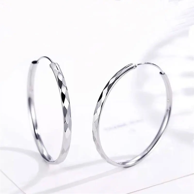 316L Edelstahl 30-60 MM Sparkle Creolen Für Frauen Mode Luxus Qualität Schmuck Großhandel Trend Schleife Einfache schmuck – Detail 6