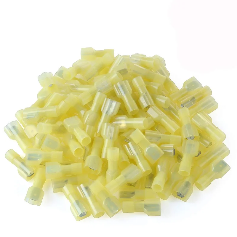 

12-10 AWG Male Spade Disconnect Connectors Terminals Nylon Fully Insulated Quick Crimp Wire Connectors 100 Pcs Yellow