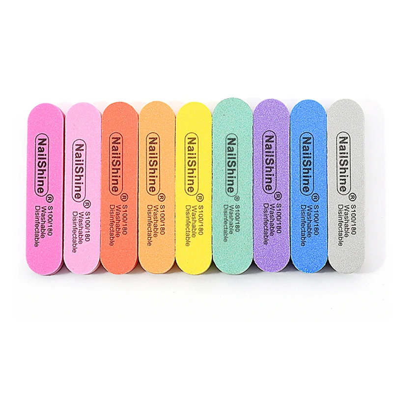10/20pcs Mini Sponge Nail File 100/180 Grit Colorful Professional Manicure Sanding Buffer Block Gel Double Side Polishing Tools