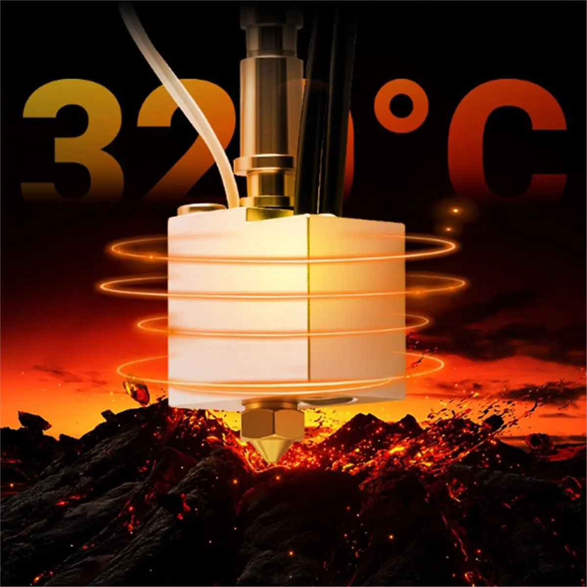 For S1 S1C Hotend Parts S1C Combo Heating Block Brass Hardened Steel Nozzle 3D Printer Parts 0.2mm
