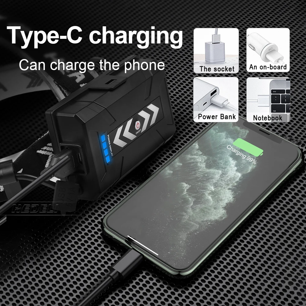 2025 أحدث ترقية XHP360 كشافات قوية المصباح 18650 عالية الطاقة رئيس مصباح يدوي XHP160 USB أضواء مصباح الرأس القابلة لإعادة الشحن