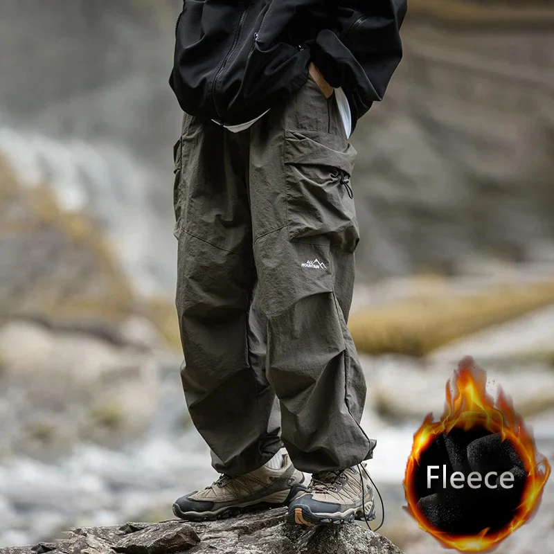 

TFETTERS Brand Autumn Winter Cargo Pants Men 2024 New Baggy Watertight Drawstring Men Parachute Pants Techwaer Tourism Man Pants