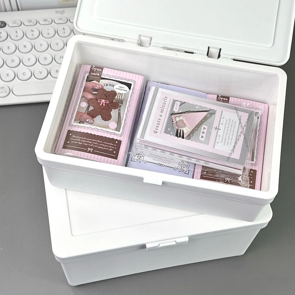 

INS White Photocard Storage Box Plastic Photo Card Protective Storage Box Korean Idol Photocard Holder Star Chasing Supplies