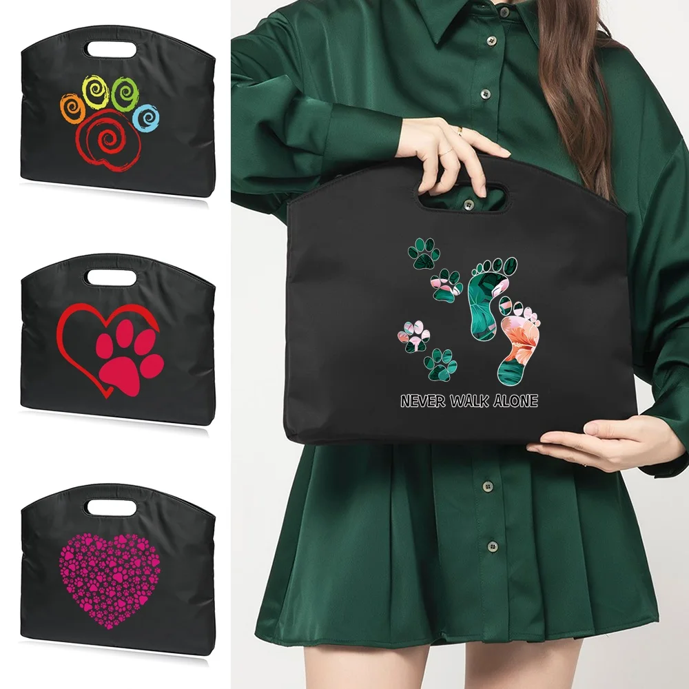 Footprints Series Printed Business Briefcase Laptop Office Totes Case Handbag Multifunctional Conference Material Document Tote
