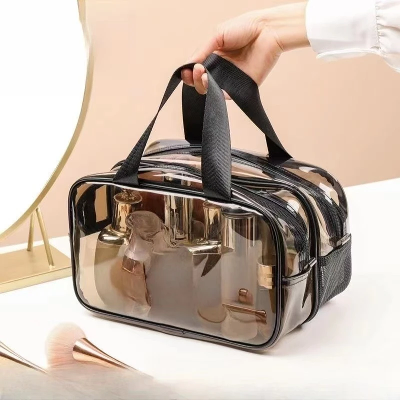 Large Capacity Portable Double Layer Women's Makeup Bag Separate Wet And Dry Travel Shower Bag Waterproof Toiletry Storage Bag