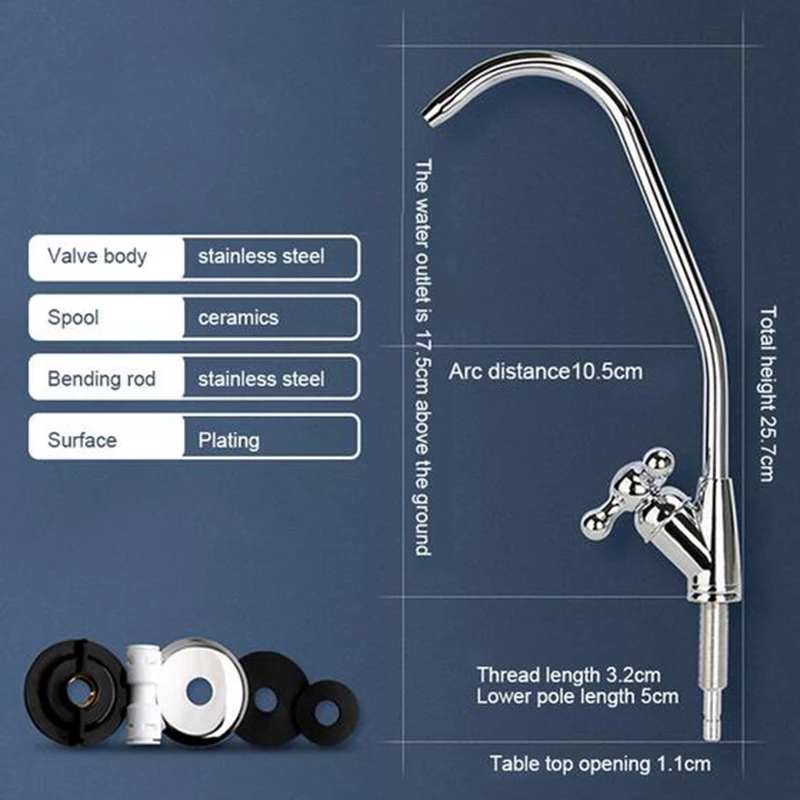 Water Purifier Faucet, Lead-Free Filtered Faucet Fits Reverse Osmosis Units or Water Filtration System Kitchen RO Faucet