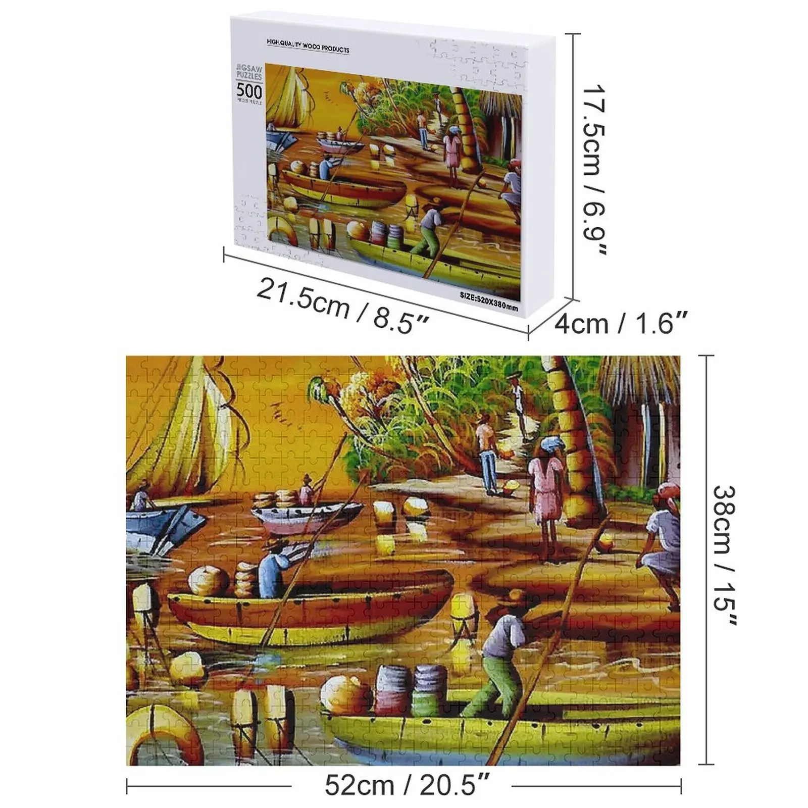 HAITI: Barcos de Trabalho Vintage Viagens e Turismo Publicidade Poster Quebra-cabeça Quebra-cabeça com Nome Personalizado