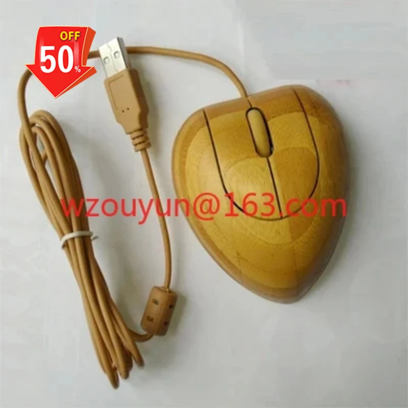 Full Bamboo Heart-Shaped Usb Mouse Desktop Notebook Wired Bamboo Wood