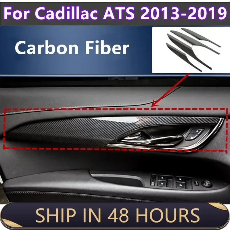 4PCS/Set Car ABS Carbon Fiber Interior Door Panel Cover Trim For Cadillac ATS 2013 2014 2015 2016 2017 2018 2019