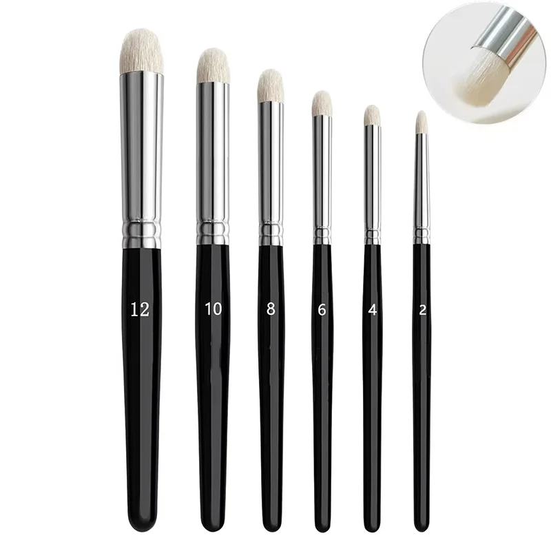 6Pcs/Set Goat Hair Dry Brush Miniature Painting Drybrush Kit With Wood Handle For Scale Models Figurines Craft Painting Tool Set