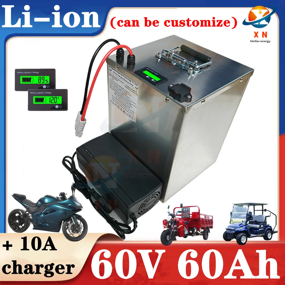 17S bms 60V 60Ah lithium ion li ion liion lipo battery for 3000w 5000w electric scooter e bike moutain Tricycle Motorcycle