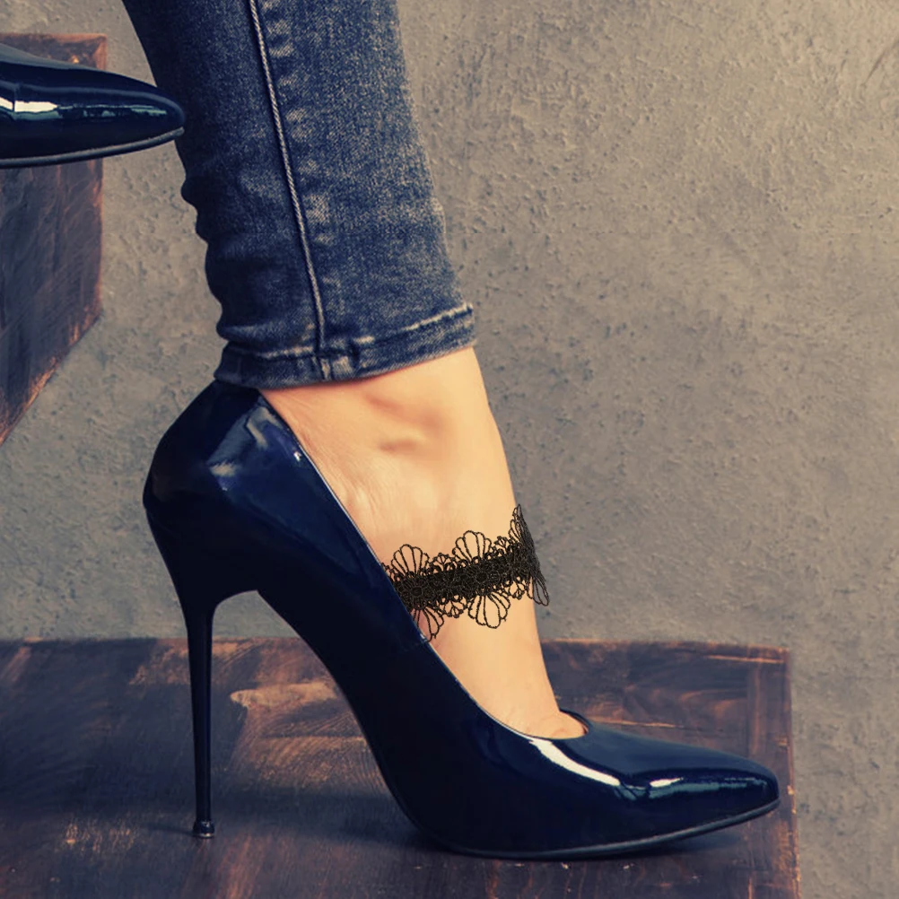 

6pcs Lace Shoe Straps Invisible Anti Drop Adjustable Elastic Bands for Heels High Ankle Replacement Decorative