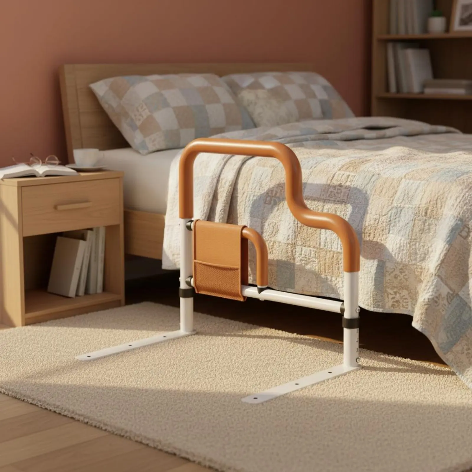 Barra de Apoyo para Cama con Agarre de Espuma Antideslizante, Asistencia para Levantarse para Personas Mayores, Barra de Agarre para Cama, Montaje sin Herramientas, para Adultos