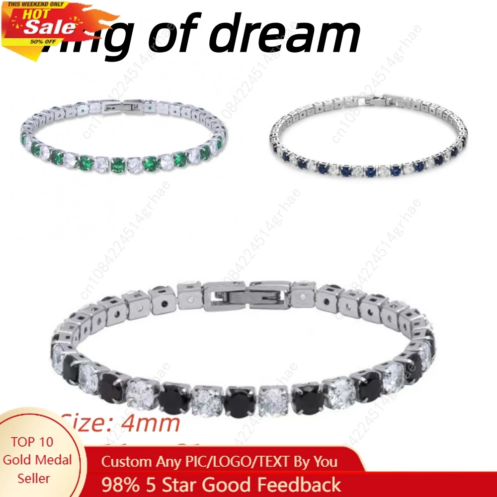 

925 Sterling Silver Jewelry, 16cm-21cm Tennis Bracelet 4mm Crystal Zircon Anniversary Gift Women's Sterling Silver Bracelet