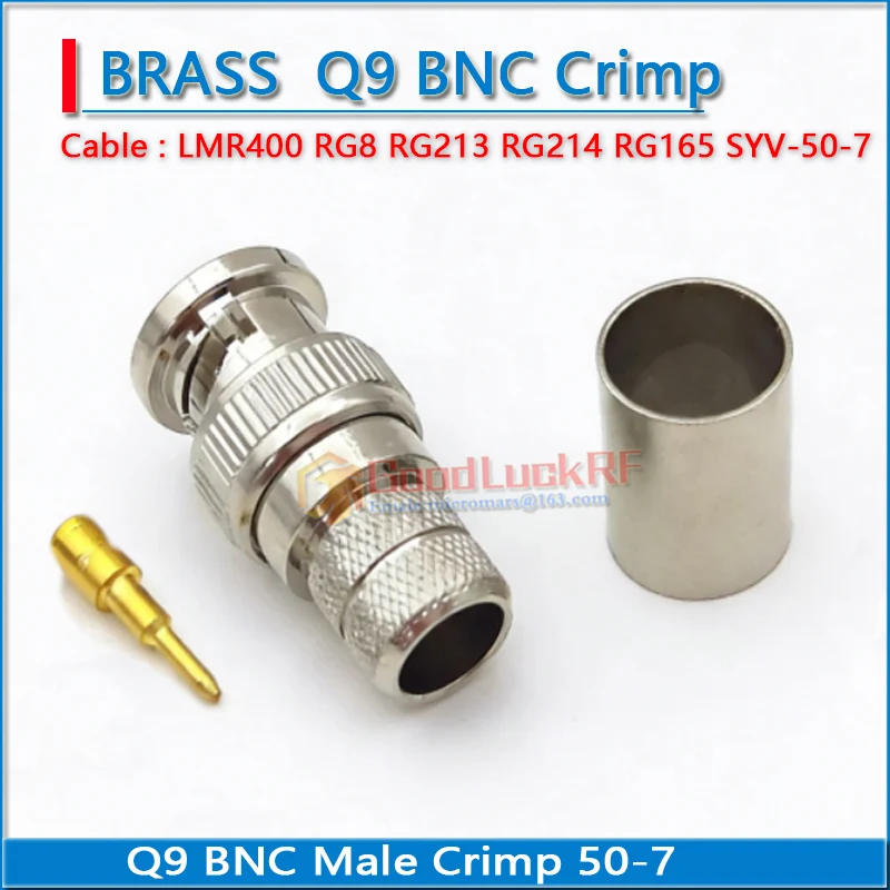 Q9 BNC Male Crimp Solder Ｗelding LMR400 RG8 RG213 RG214 RG165 SYV-50-7 Cable Brass 50ohm RF Connector Adapter
