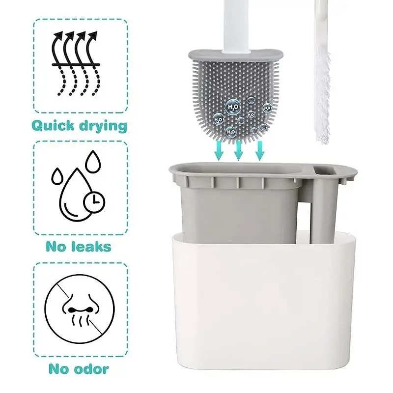Toilet Brush Home Bathroom Wall Mounted Set No Dead Space Cleaning Toilet Brush Silicone Toilet Brush image 4