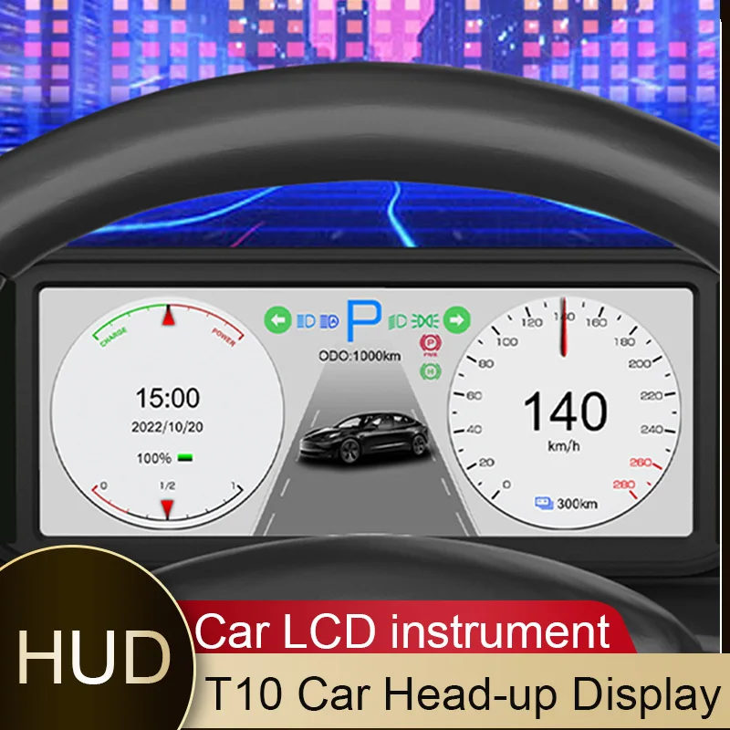 

HD T10 Car HUD OBD New HUD LCD Digital Car Head Up Display Screen Dashboard For Tesla Model 3 And Model Y From 2019 To 2022 Auto