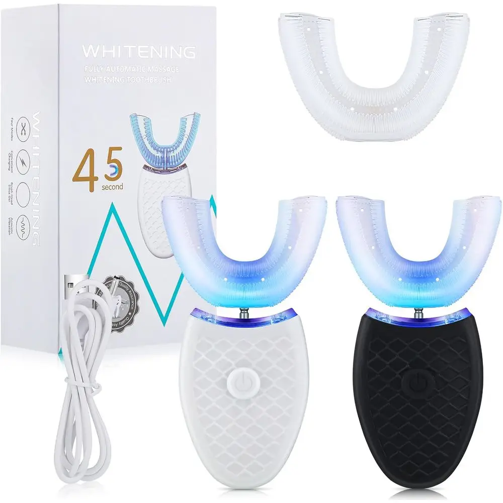 

Adults' 2-Piece Electric Toothbrush Set with 3 Heads for 360° Cleaning, Rechargeable, Waterproof