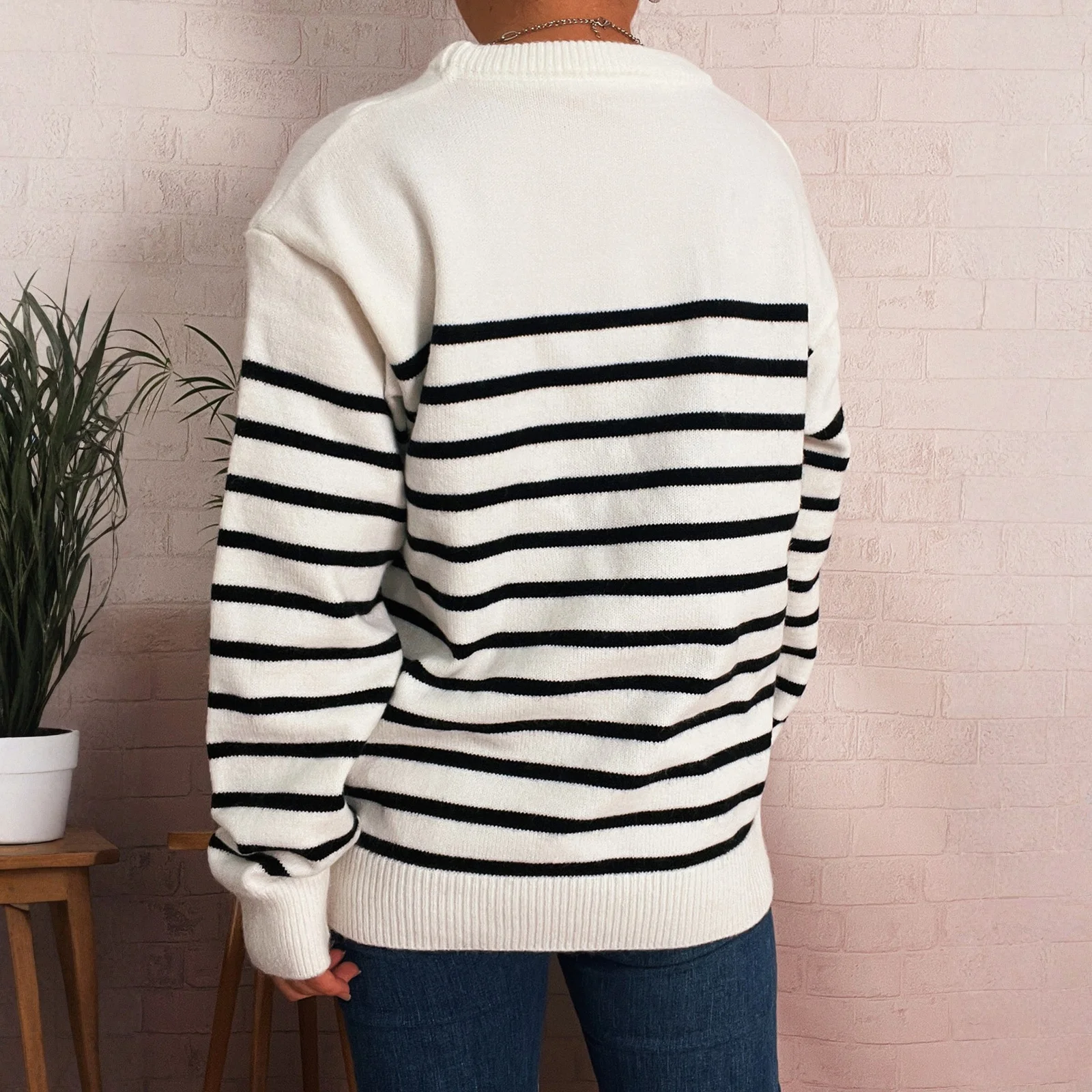 

Women'S Fashion Casual Loose Round Neck Long Sleeve Knitted Sweater Thickened Sweater Winter Clothes Woman свитер женский