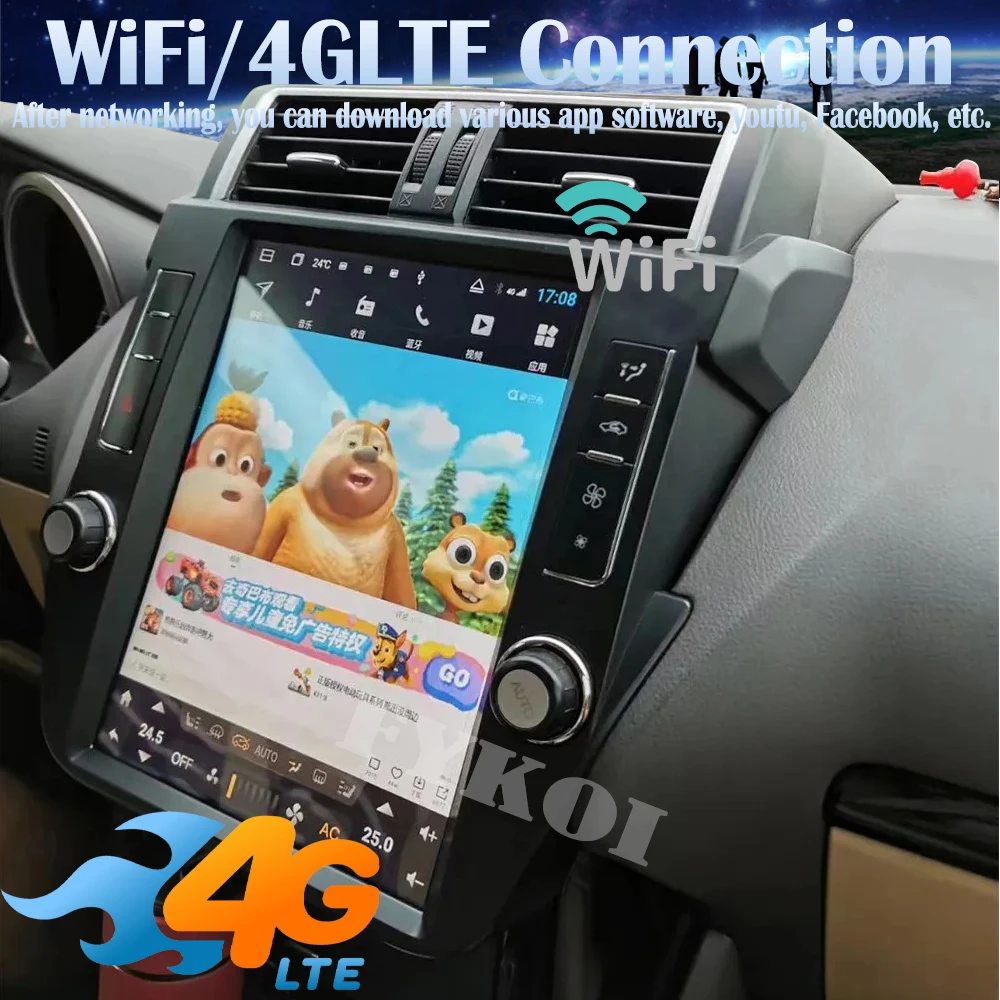 Android13 Toyota Land Cruiser Prado 150 2010-2017 차량용 라디오 자동차 멀티미디어 Tesla Screen Carplay 자동 블루투스 GPS 4G