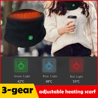 Smart Electric Heated Scarf Neck Wrap USB Rechargeable Winter Neck Warmer 3Speed Adjustment Fleece Scarf For Cycling Ski Camping