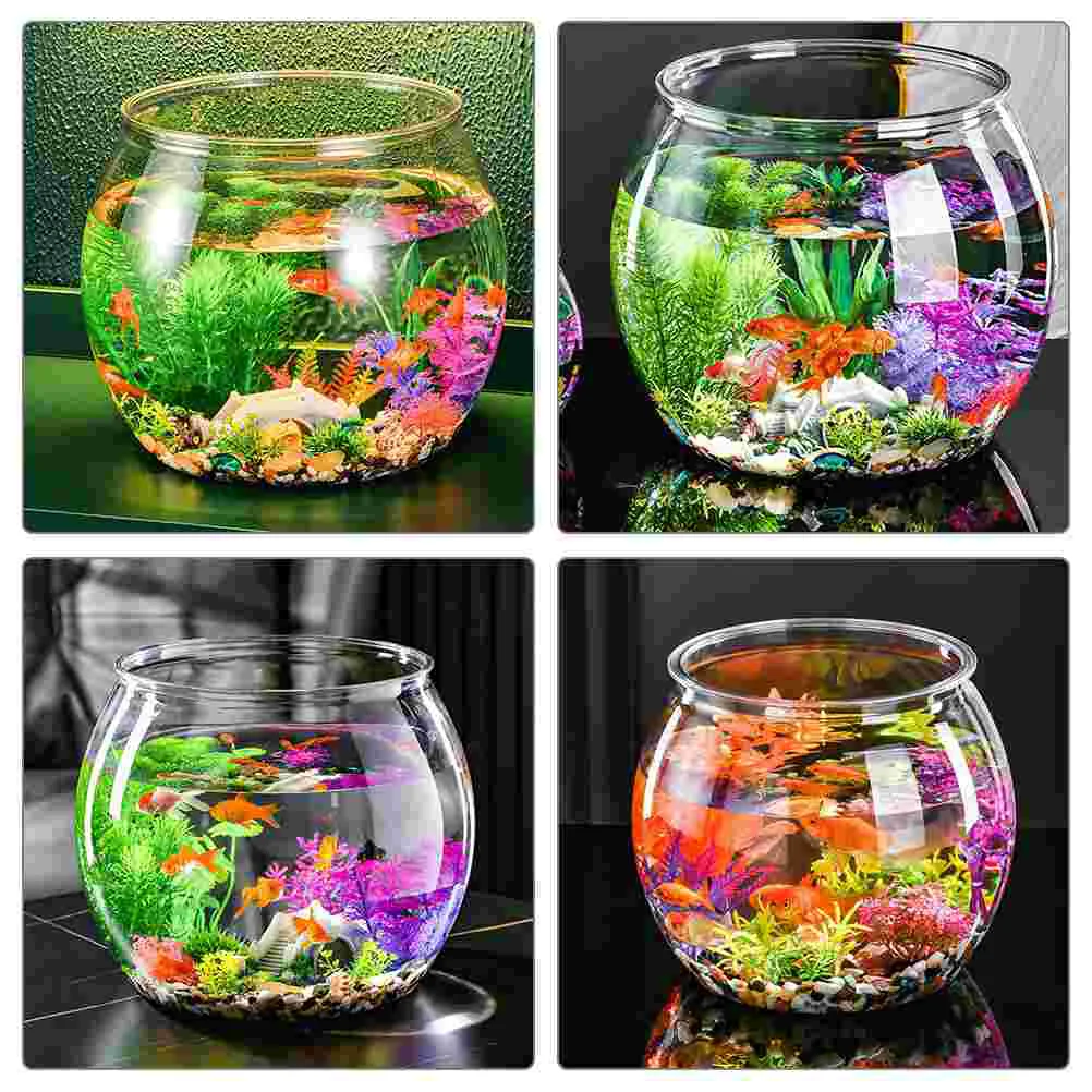 Fish Tank Transparent Goldfish Guest Table Hall Small Round Unbreakable Office Ornamental Turtle Plant Decorate Tabletop