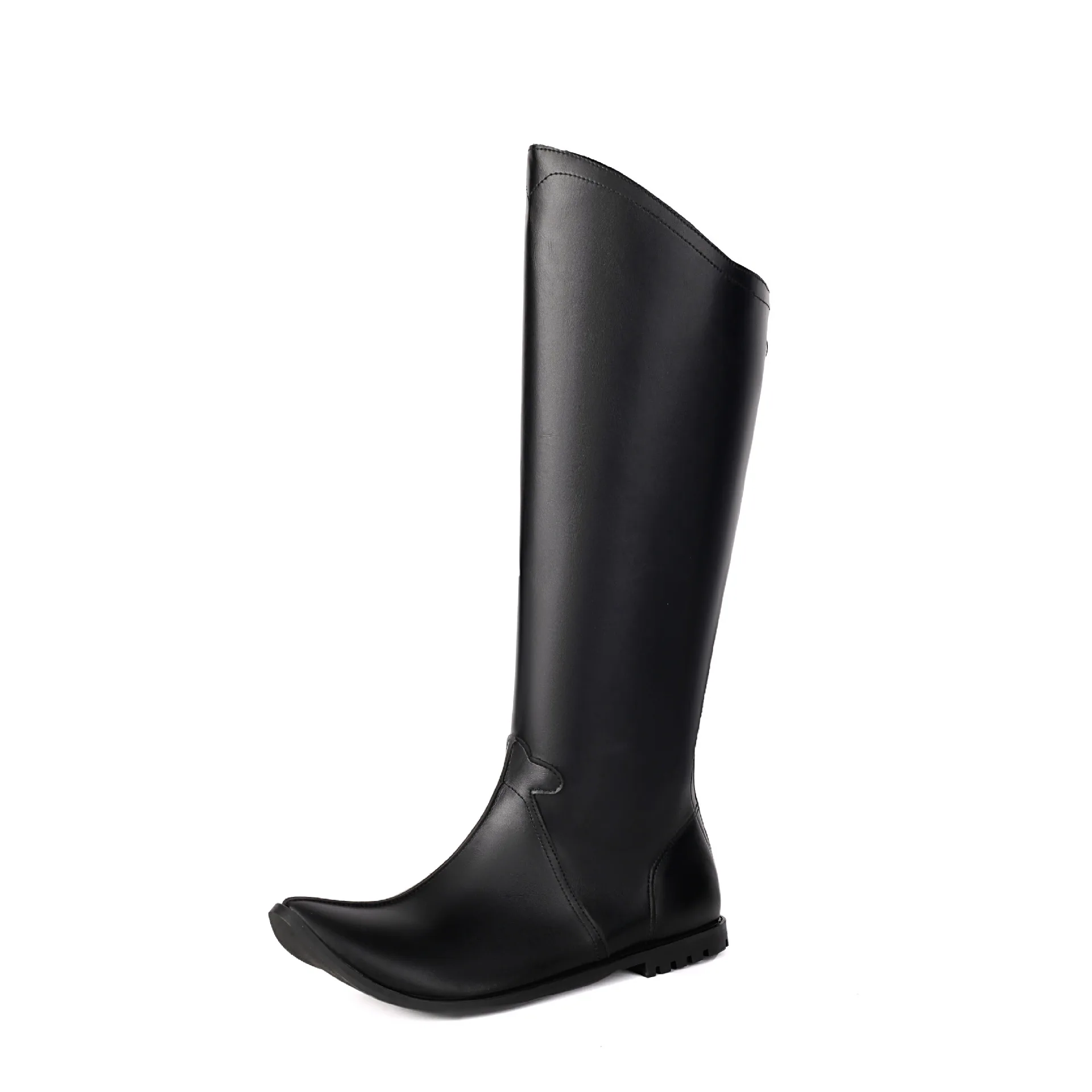 Vintage Renaissance Spitze Kniehohe Stiefel für Damen, Schwarz, mit Reißverschluss Hinten, Kniehohe Piratenstiefel, Elfen-Halloween PU-Leder Hohe Schuhe – Detail 11
