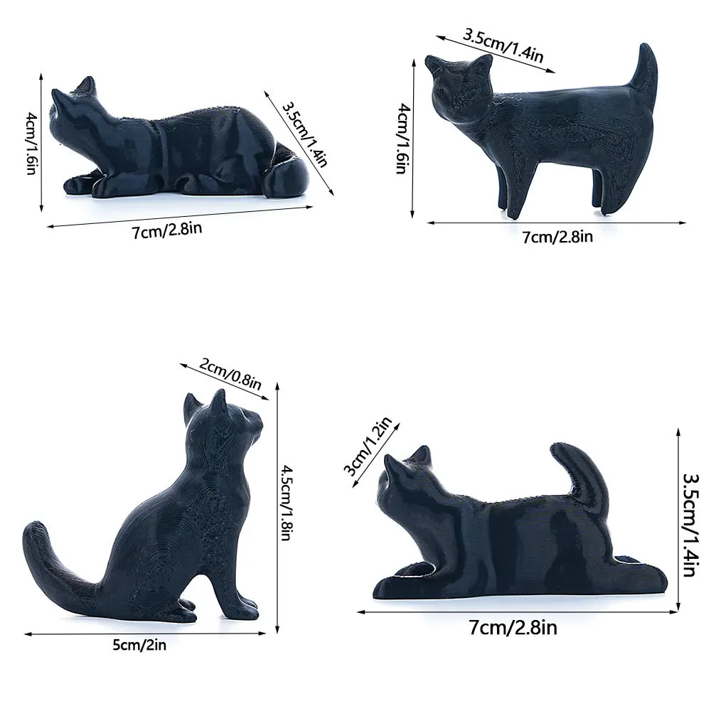 Cute Cat Shaped Magnets 4pcs for Home Office Kitchen Fridge Whiteboard Locker Strong Adhesion Resin Core PVC Shell Matte