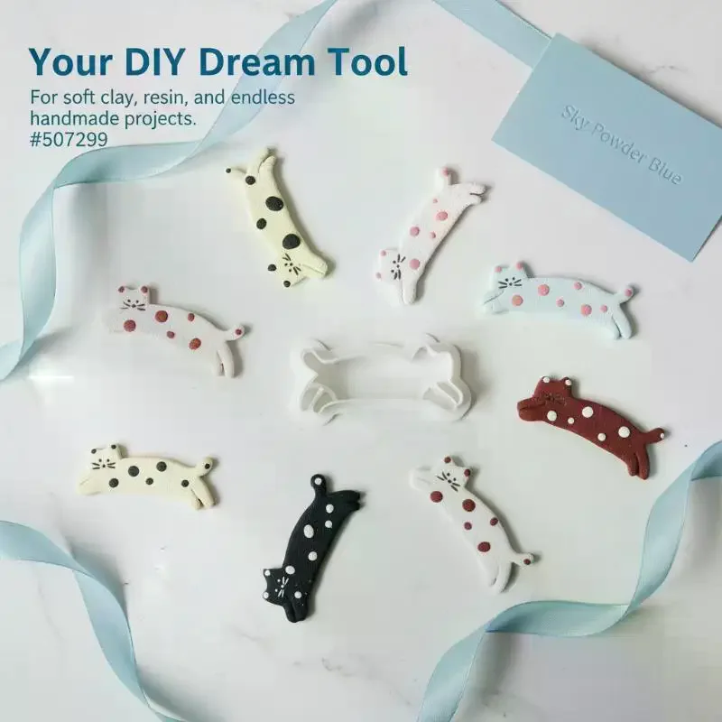 1pc Cat Shape Polymer Clay Cutter Mold Large Size Soft Pottery Clay Earring Pendant Make Tools Pet Biscuits Mold Hairpin Mold