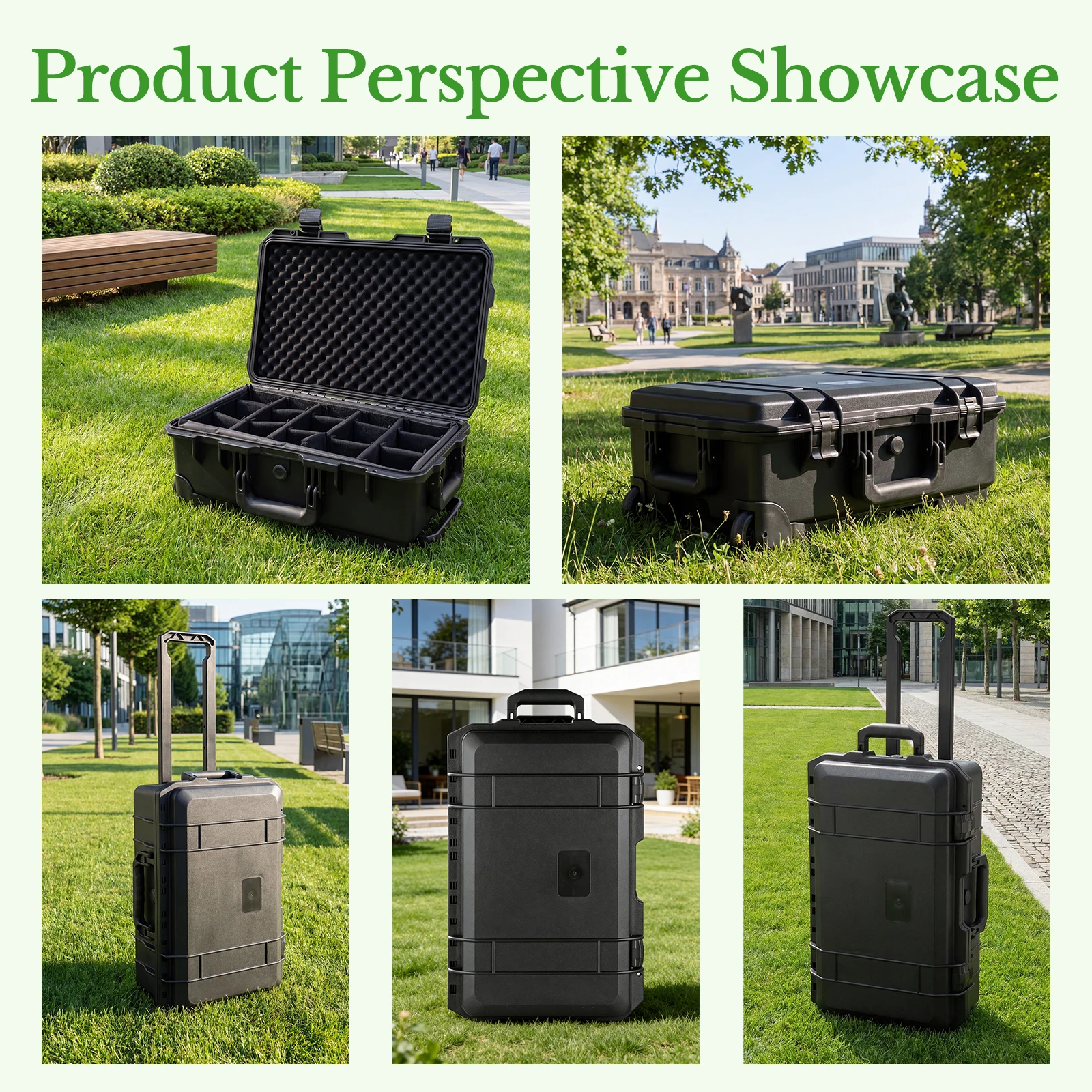 Hard Rolling Camera Case Waterproof Shockproof Hard Shell Equipment Trolley with Retractable Handle Rolling Wheels Customizable Foam for DSLR Drone Tripod Light Lenses Photography Travel Carry On view 7
