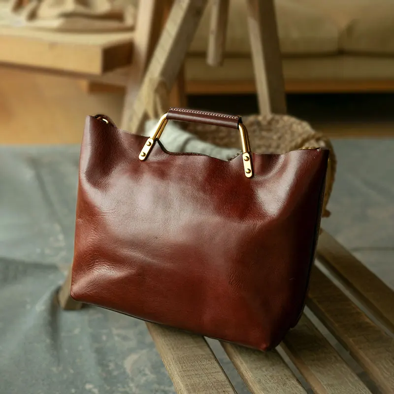 

fashion designer luxury first layer vegetable tanned cowhide women handbag literary vintage luxury genuine leather shoulder bag
