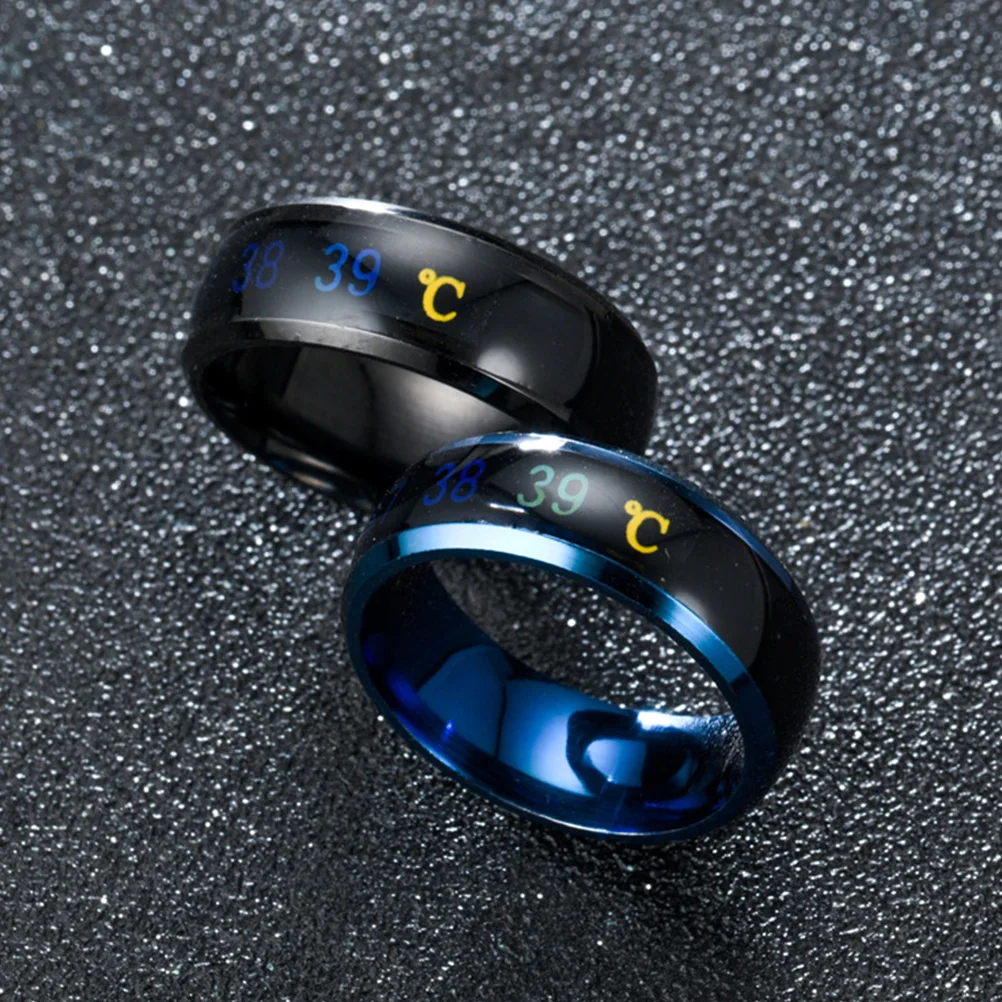 

1pc Titanium Steel Display Ring Digital Fahrenheit Fashion Delicate Unisex Jewelry for Lovers Accessory Gift