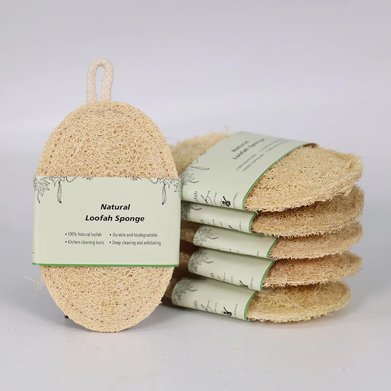 Natürlicher Luffa-Schwamm für Geschirr, 3er-Pack, umweltfreundlicher Küchenschrubber, antihaftbeschichtet, Entfernung von Ölflecken, langlebige Geschirrspülunterlage, Topfpfanne