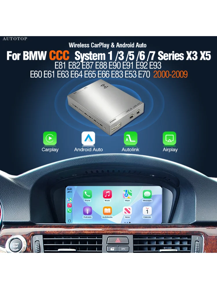 AUTOTOP Nachrüst-CarPlay-Decoder Android Auto für BMW CCC CIC NBT 1 2 3 4 5 6 7 Serie X5 X6 E60 E61 E62 E63 E70 E90 E91 E87 E88
