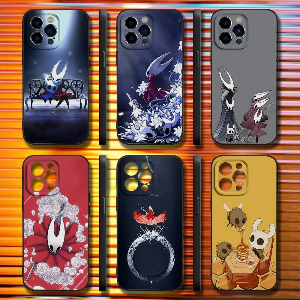 

H-Hollow K-Knight Silk Song Phone Case For iPhone 16,15,14,13,12,11,Pro,Max,Plus,X,XS,SE4,E,Mini,Soft Black Case