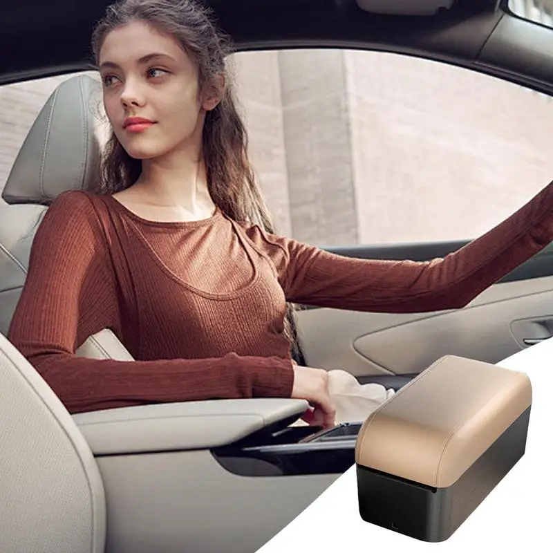 Car Armrest Pad SUV Armrest Organizer Centre Console Booster Pad Liftable Armrest Organizer With Cup Holder For SUV Auto