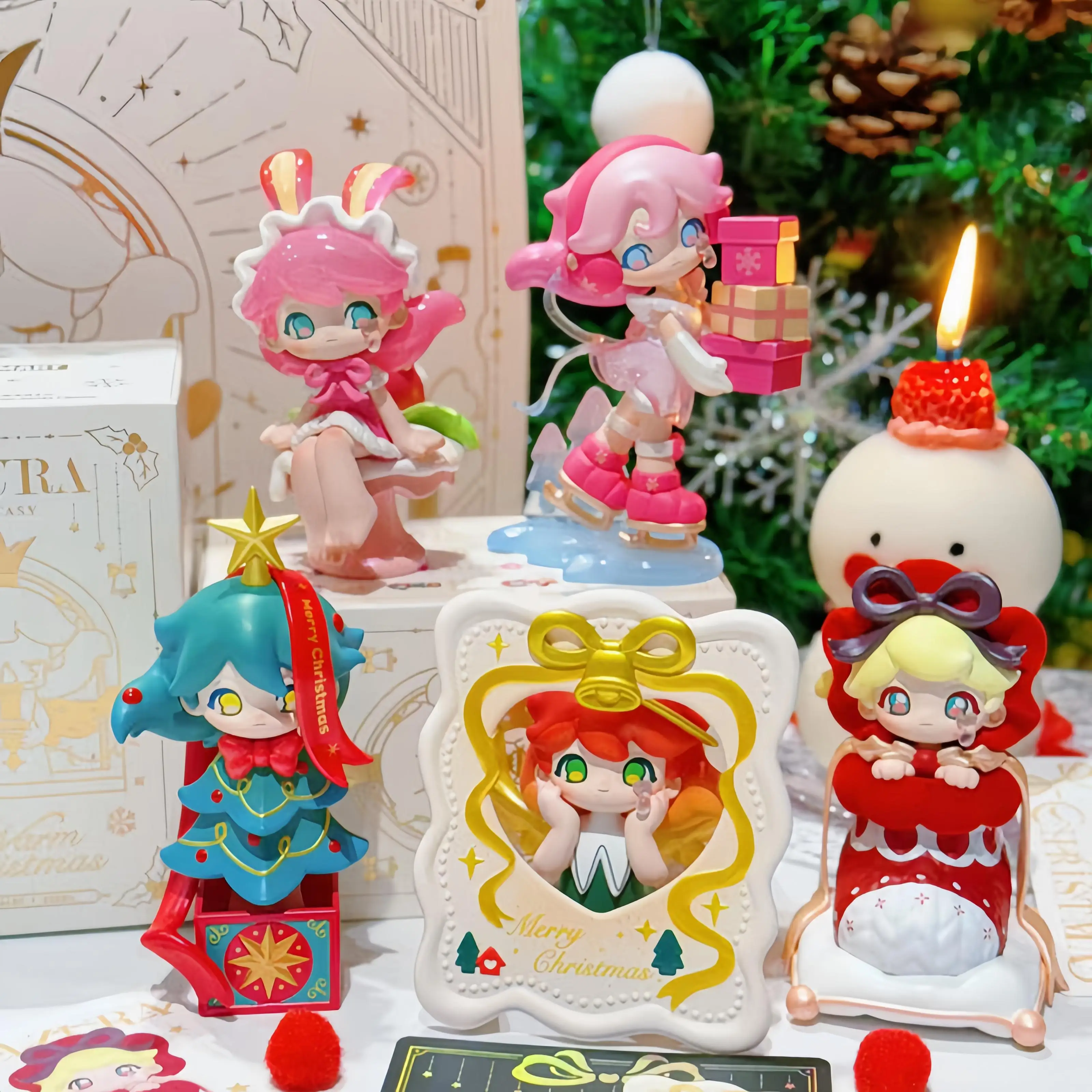 

Подлинная теплая зимняя рождественская серия Popmart Azura, слепая коробка ручной работы, весенний фэнтезийный рождественский подарок для девочек, изысканный орнамент