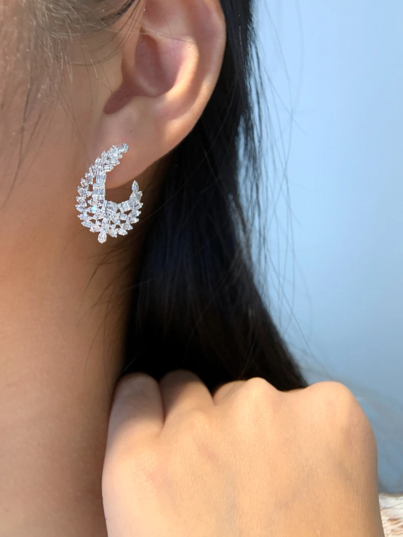 LUOWEND 100% 18K أقراط من الذهب الأبيض تصميم فاخر 1.0 قيراط أقراط الماس الطبيعي الحقيقي للنساء مجوهرات الحفلات العالية #5