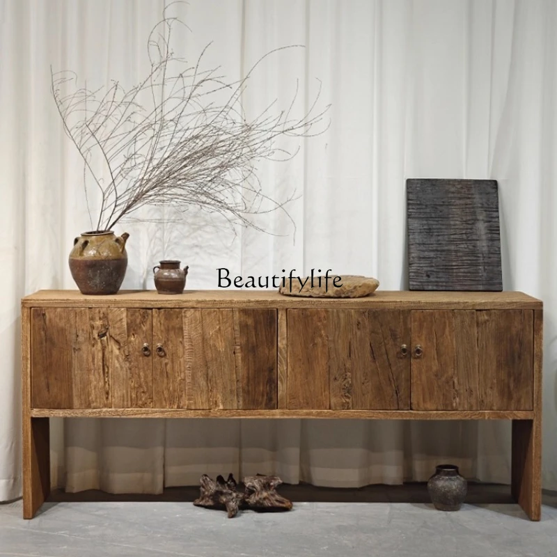 

Wabi-Sabi Style Old Wood Decorative Sideboard Cabinet Vintage Homestay Entryway Cabinet