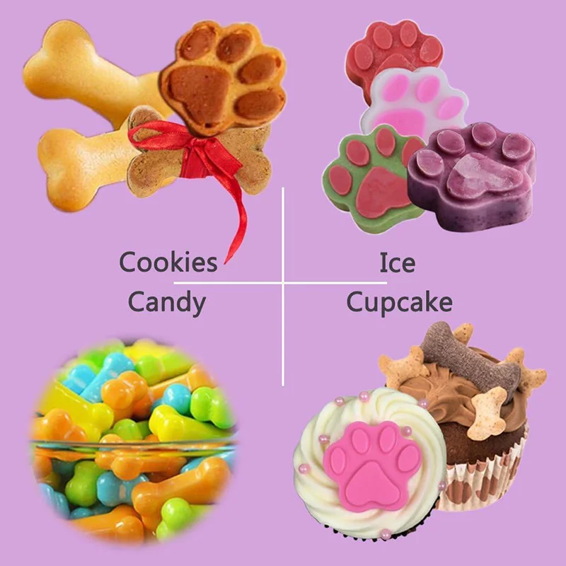 Silicone Molds Puppy Dog Paw and Dog Bone Silicone Dog Treat Molds for Baking Chocolate Candy Jelly Ice Cube Tray Dog Treats