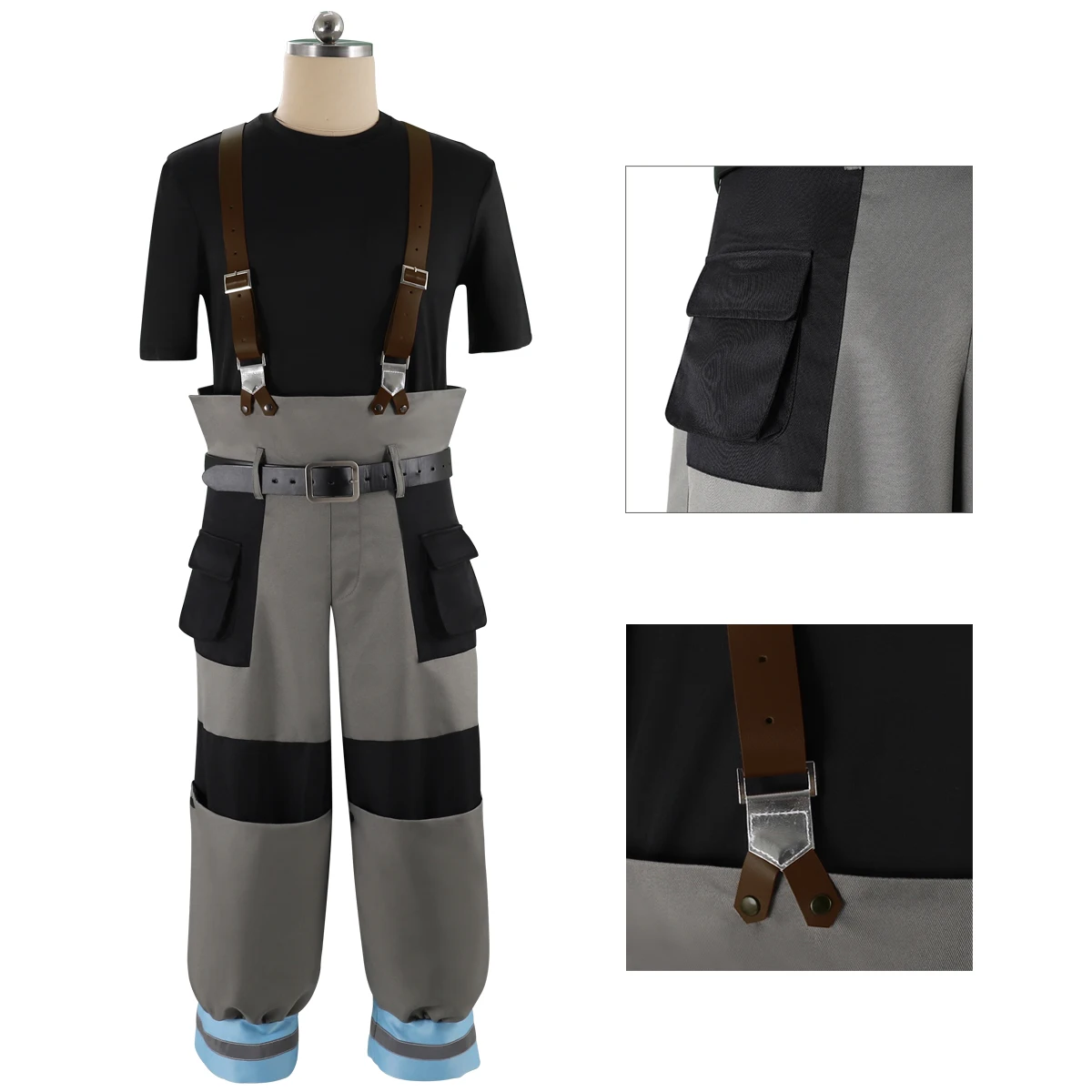 

HOLRAN Shinra Kusakabe Suit Princess Hibana Cosplay Asa Boiru Costume Uniform Strap Pants Coat Jacket Suit Halloween