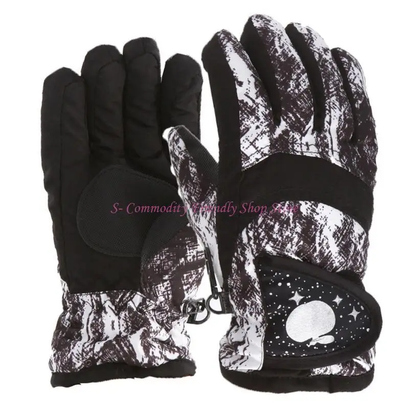 

85AE Thermal Ski Gloves Children Kids Winter Waterproof Warm Child Snowboard Snow Gloves 3 Fingers for Skiing Riding 3-7Y